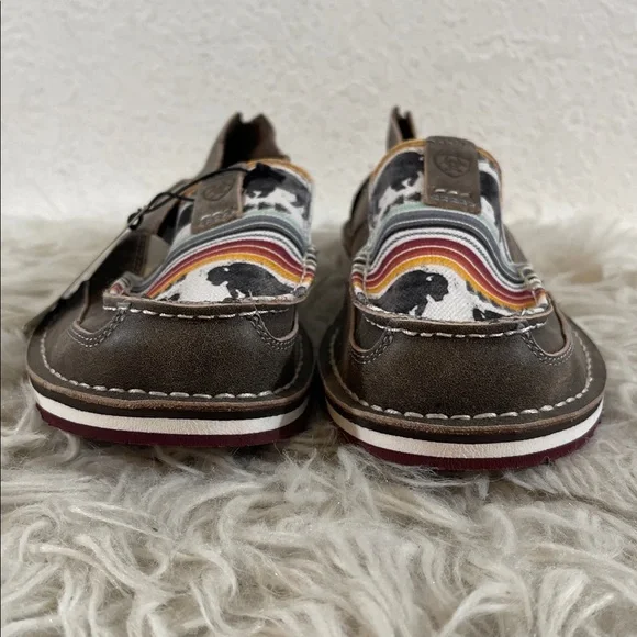 ARIAT BUFFALO PRINT CASUAL VAMP CRUISER SHOES SLIP ON- MOC TOE Size 8 NEW - Picture 3 of 12